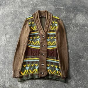 BKE Buckle Cardigan Sweater Size M Brown Button Up Loose Bohemian Knit
